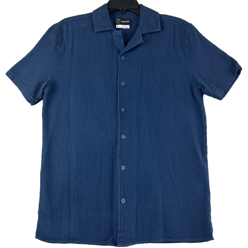 Original Use Shirt‎ Men's Small Blue Boxy Button Up Shirt Gauzy Texture Utility